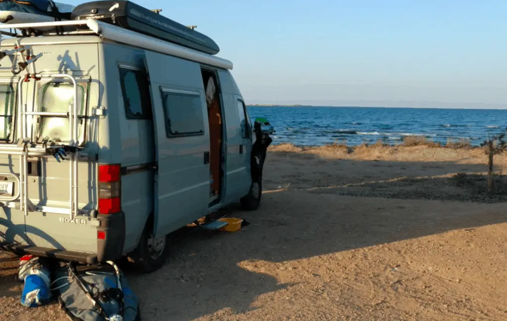 Camping van on the beach