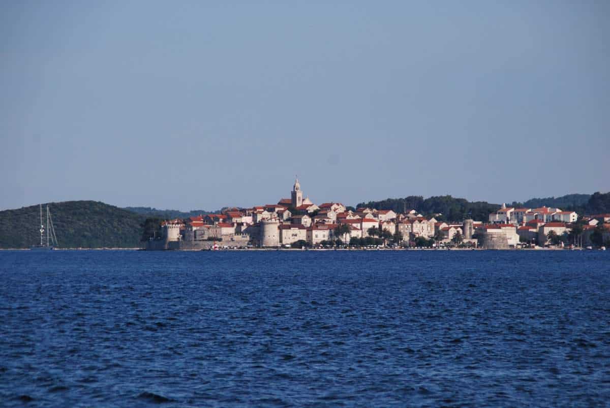 Korcula Blick Von Wasser