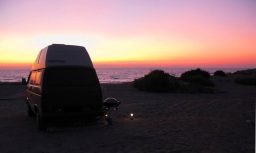 Wohnmobil Am Strand, Sonnenuntergang