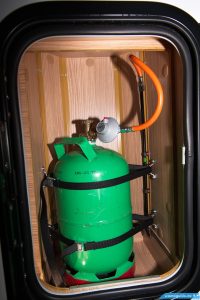 Gas bottle for heating in the camper van