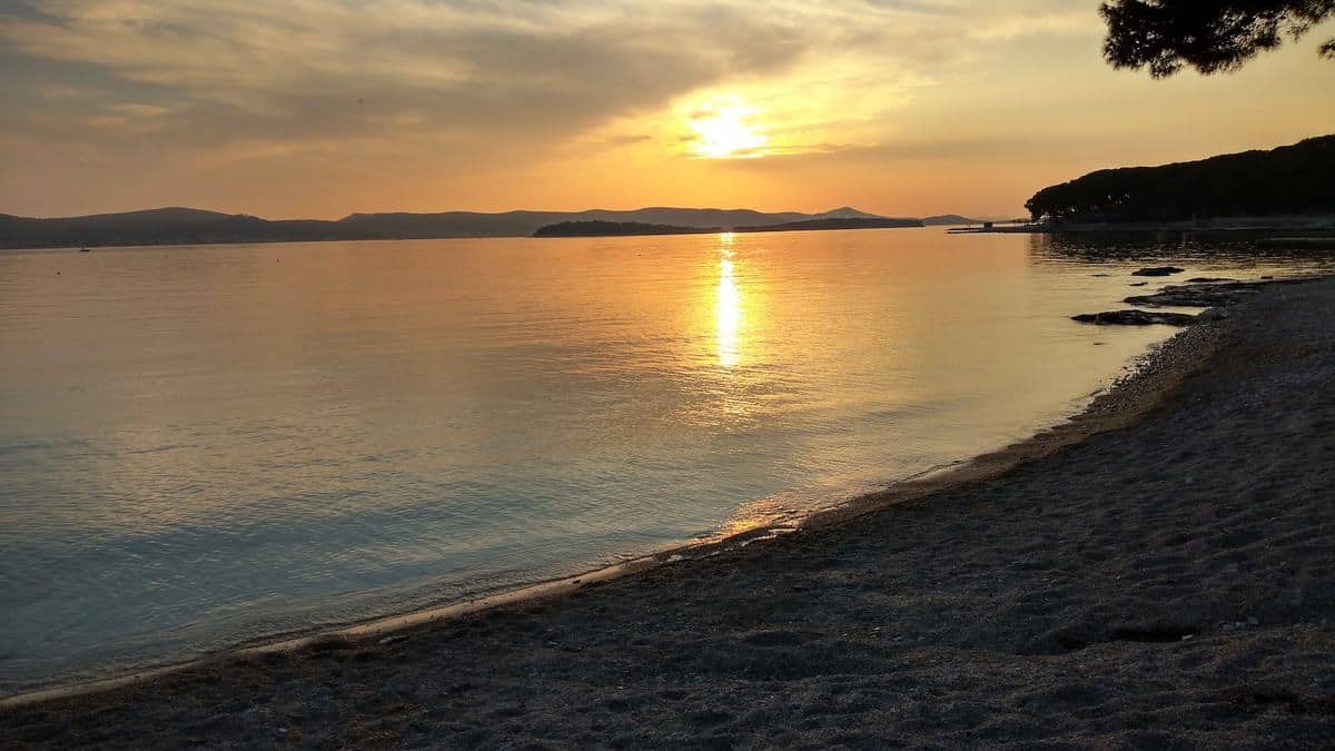 Camp Soline In Biograd, Sonnenuntergang Am Strand