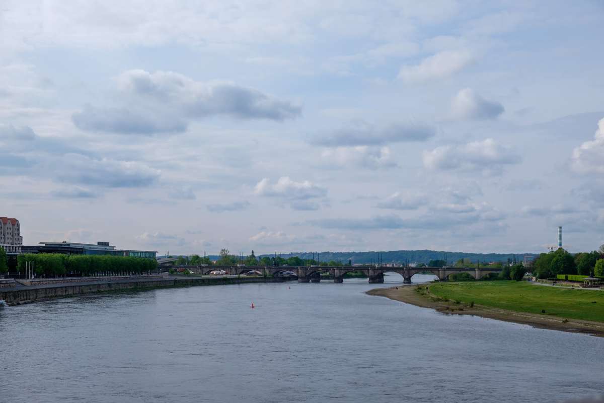 Elbe In Dresden Mit Elbwiesen