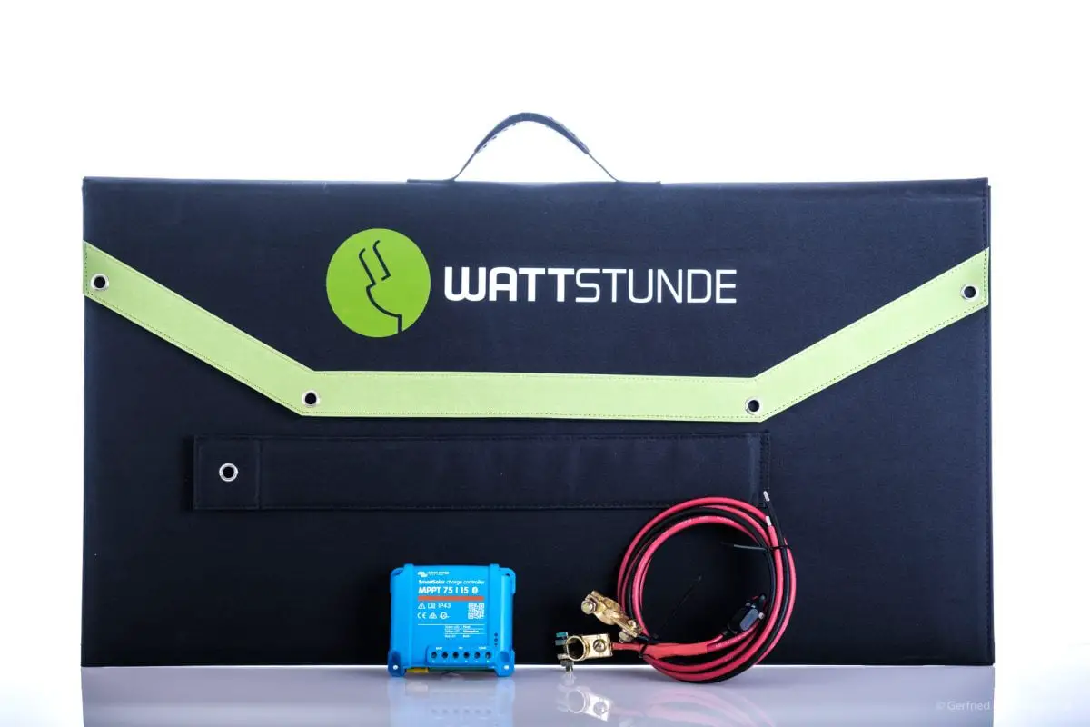 Solartasche fürs Wohnmobil: Wattstunde-Solartasche mit Regler und Batteriekabel