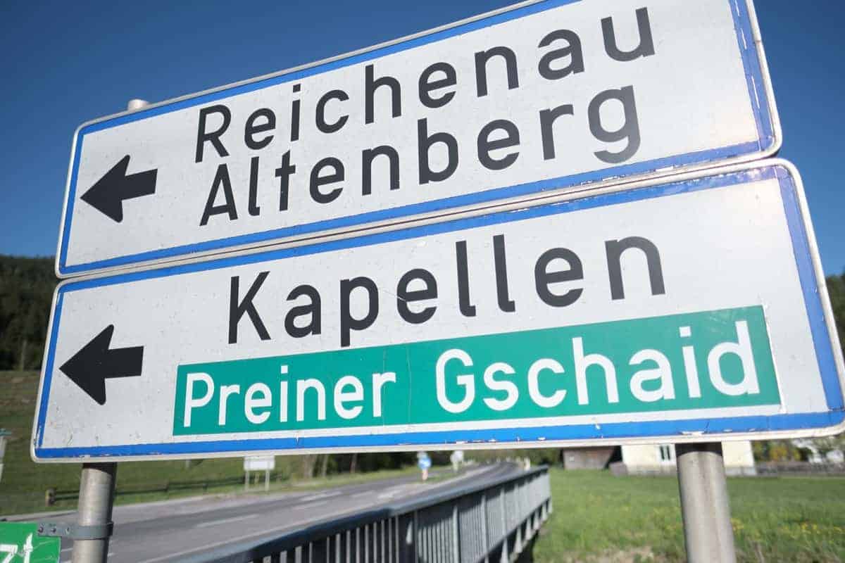 Schild Reichenau, Altenberg, Kapellen, Preiner Gschaid