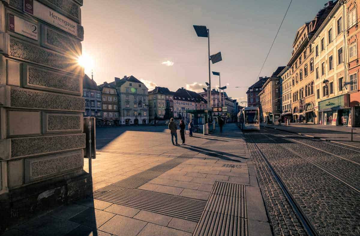 Hauptplatz Und Herrengasse In Der Zweitgrößten Stadt Österreichs Während Des Lockdowns