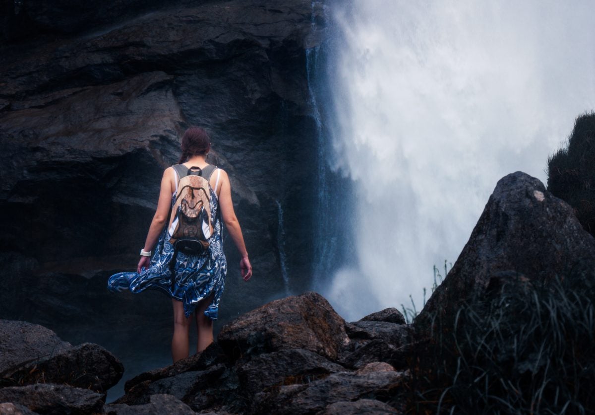 Woman at Krimml Waterfalls