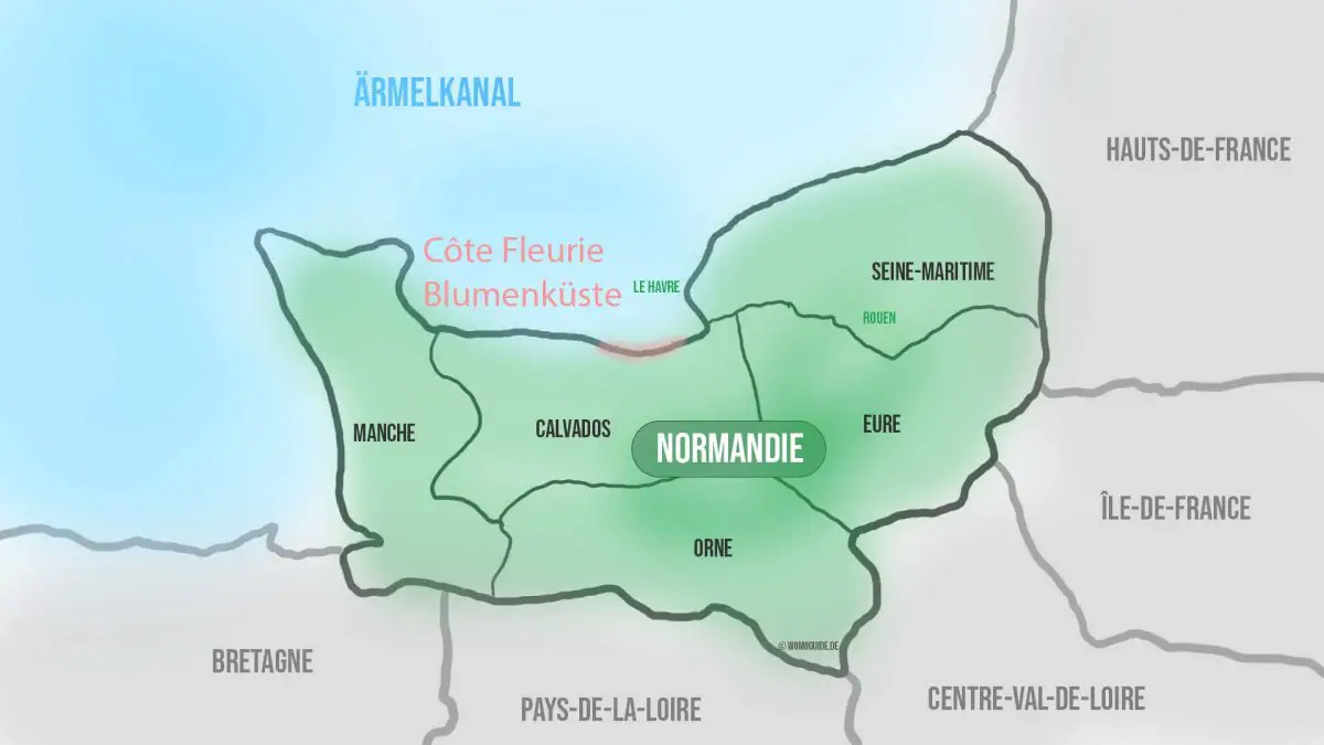 Normandie, Blumenküste, Lage