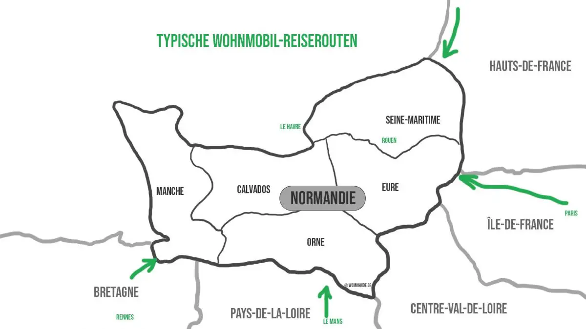 Wohnmobil-Reiserouten in die Normandie
